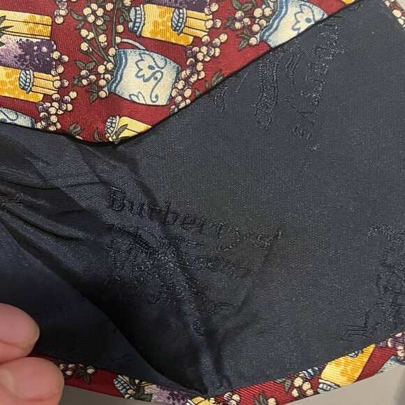 Burberry London Vintage Men's Tie All Silk Classic Nova Check Red Designer - Picture 2 of 3